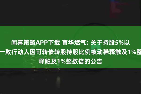 闻喜策略APP下载 首华燃气: 关于持股5%以上股东及其一致行动人因可转债转股持股比例被动稀释触及1%整数倍的公告
