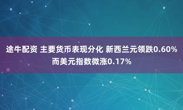 途牛配资 主要货币表现分化 新西兰元领跌0.60%而美元指数微涨0.17%